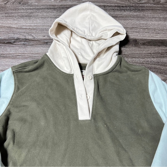 Lands' End Women Size M 10-12 Green and Cream Colorblock Hoodie - Picture 2 of 7